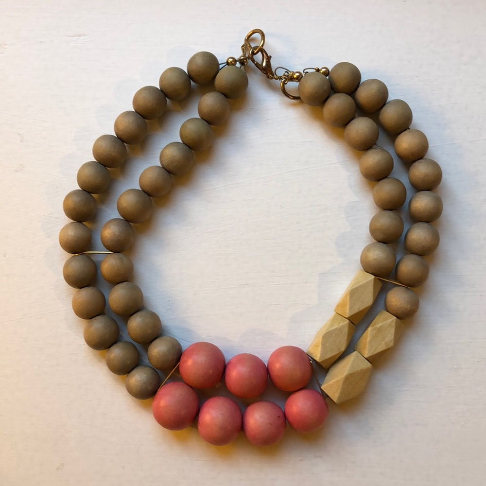 Wooden bead 2 strand necklace